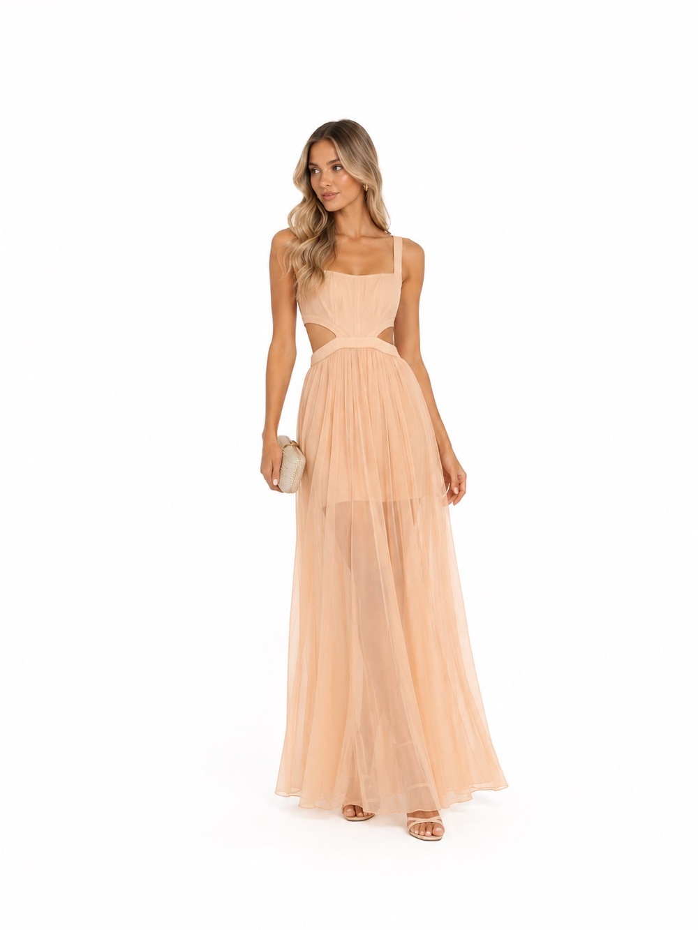 Alice + Olivia Pale Peach Cutout Maxi Dress – Size 6 | NWT | $698 Retail
